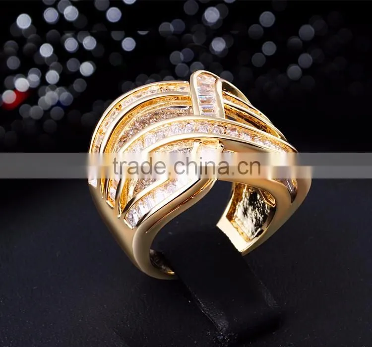 New Product 2017 Unique Jewelry Design 3D Look Zircon Channel Set Deluxe Lady Ring