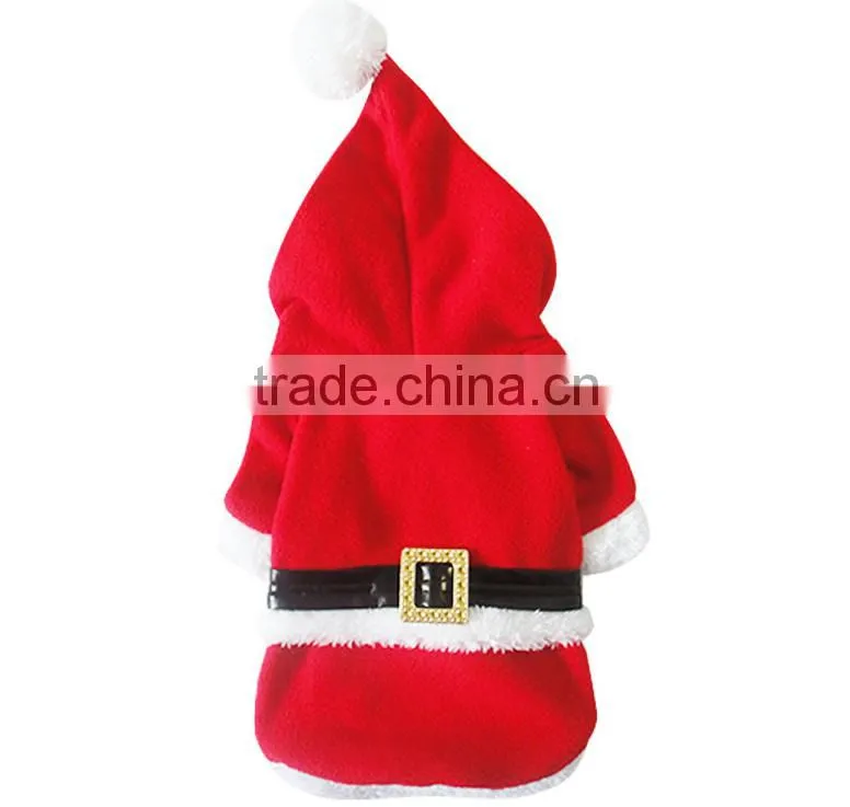Red christmas clothes with hat for pet dog wear dog clothes