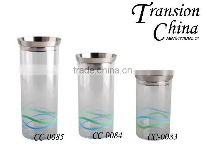 Fashion Plastic Canister (Wave Pattern) with electroplated lid different sizes available