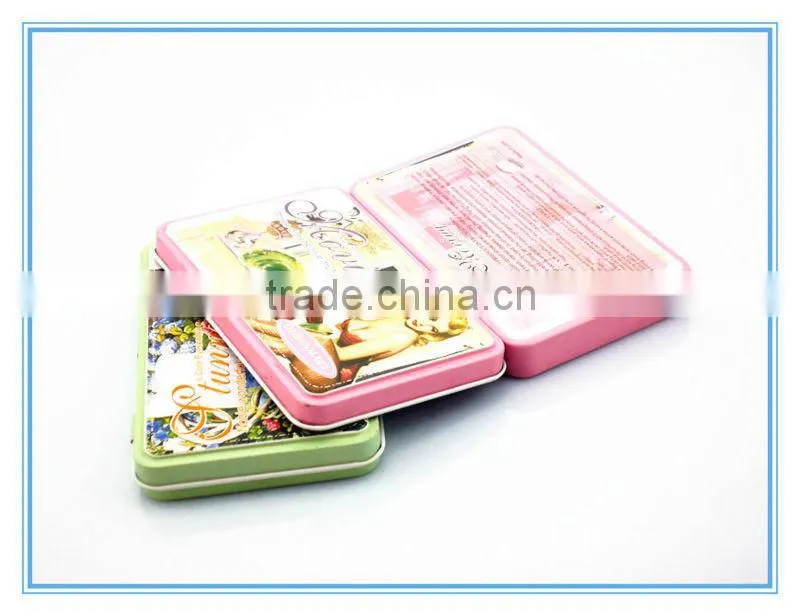 Beautiful rectangular tin box for cosmetic,cosmetic tin box