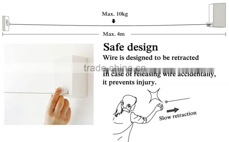 retractable clothes hanger made in Japan to dry clothes indoor with retractable wire and sophisticated design
