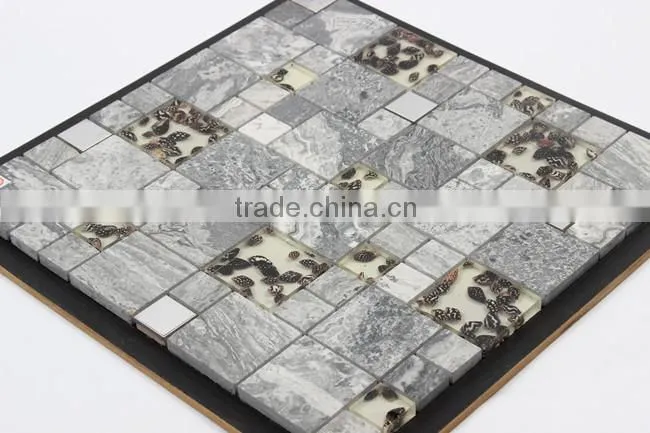 Stainless steel stone resin mosaic tile
