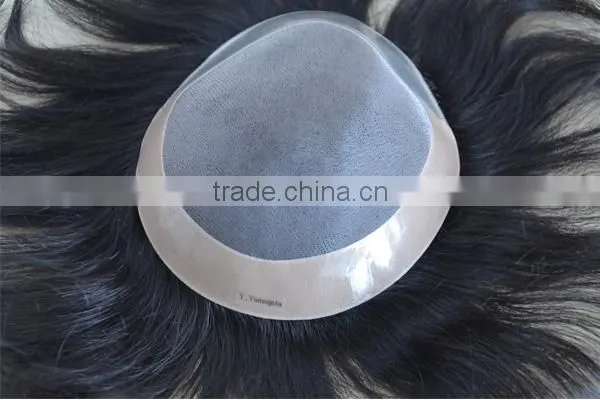 Top Quality 100% Brazilian Human Hair Men's Wig Toupee For Black Men lace top toupee