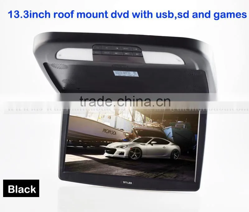 13.3" car Flip down DVD player with dvd/IR/FM/USB/SD