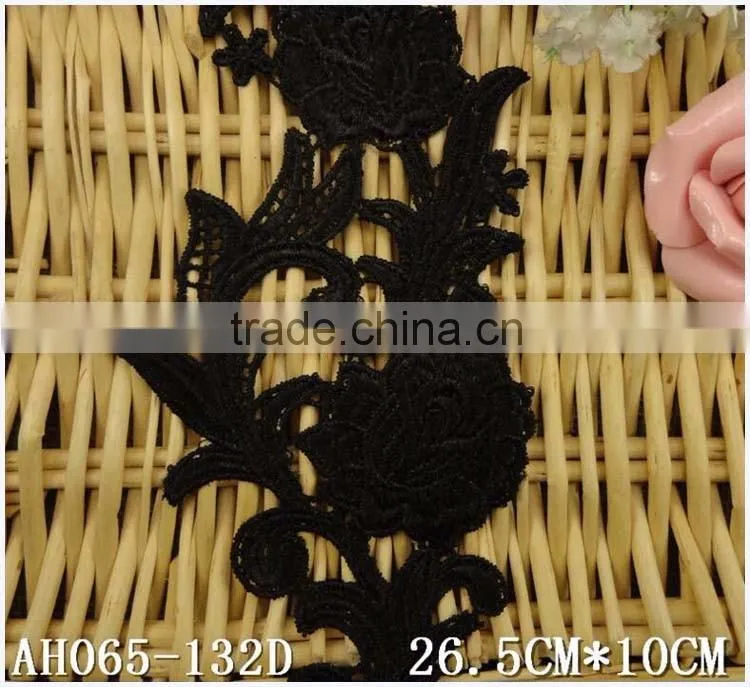 China factory DIY water soluble black cheap patches factory direct sell flower applique trim