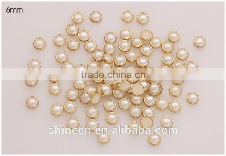 New stones 3mm 4mm 5mm 6mm metal golden edging flatback round hot fix rhinestones