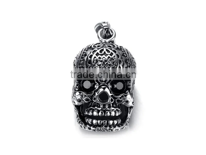 Stainless steel skull jewelry for men punk pendant necklace skull head necklace