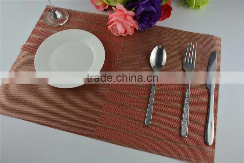 Red classics Non-slip Insulation Moor Crossweave Woven PVC Non-slip Insulation Placemat Washable Table dish Mats