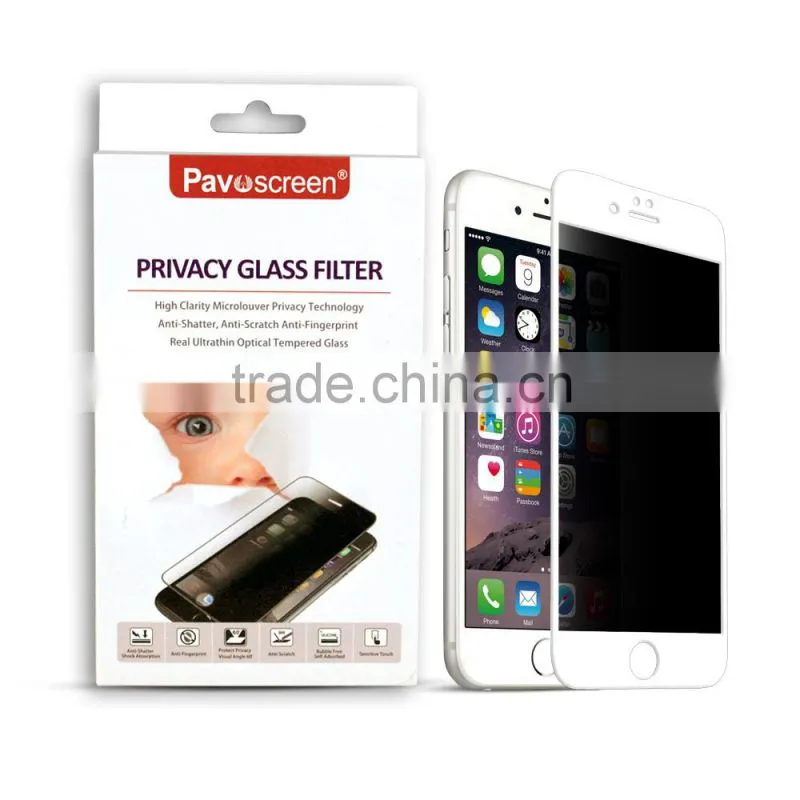 Pavoscreen OEM / ODM 2016 newest ! 9H full cover privacy tempered glass screen protector tempered glass film for iphone 6 / 6s