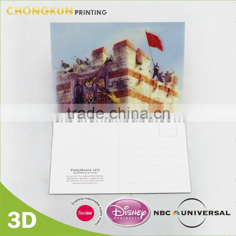 customized 3d lenticular souvenir postcard for scenic zone