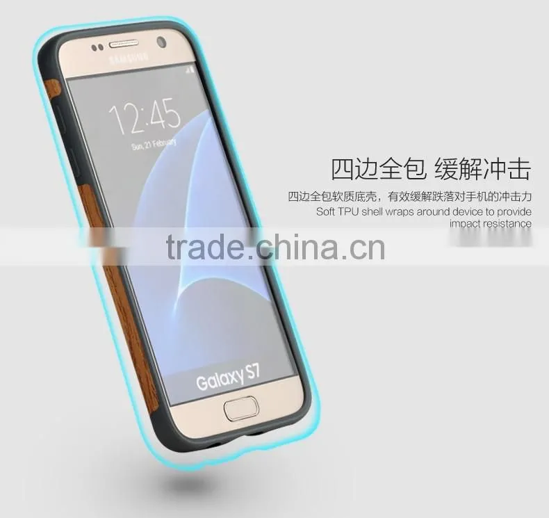 Original ROCK Shockproof Wooden Rubber Protective Case for Samsung S7 Wood TPU Back Case with 3 Deisgns MT-5524