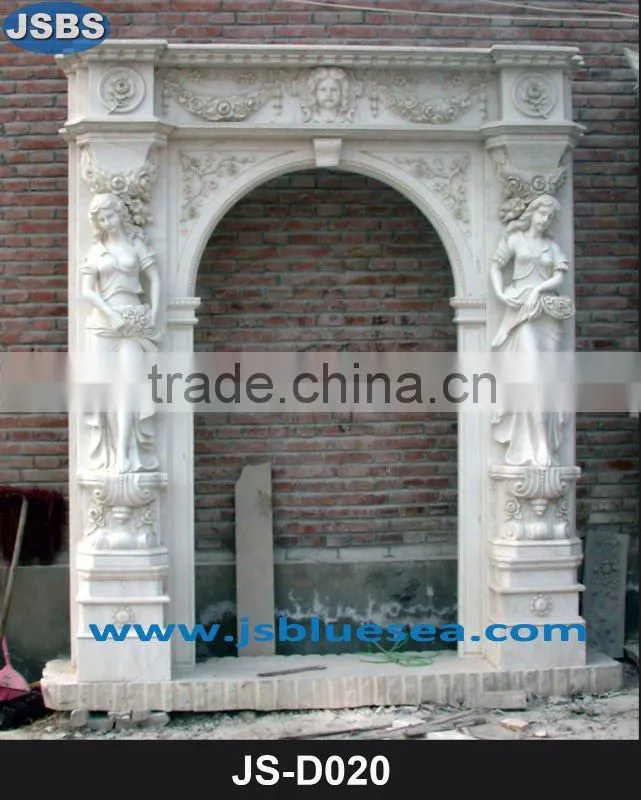 Carving marble door entrance with girl statue