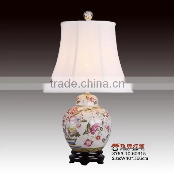 Chinese ceramic with wood base and classic lamp shade