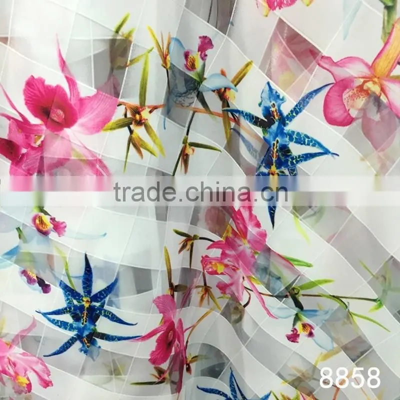 Polyester 3D printed bilayer organza skirt fabric
