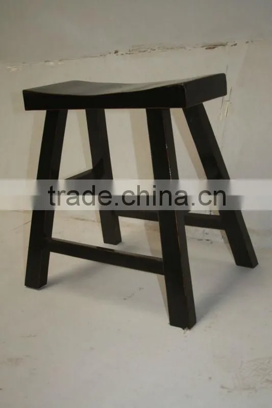 Chinese antique black wooden square stool
