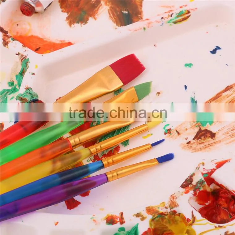 In Stock 6Pcs Nylon Hair Plastic Handle Artist Paint Brush