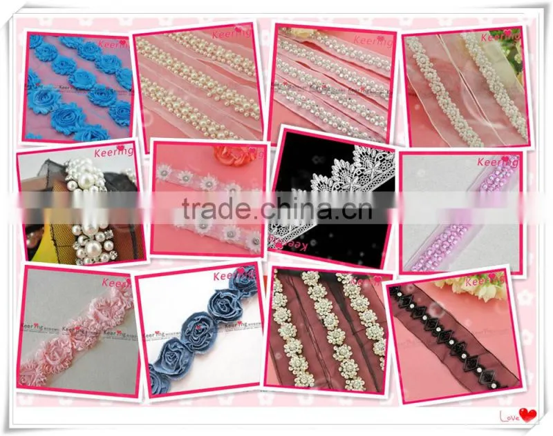 2015 Newest Fancy pearl and bead braided trim for wedding WTP-1207