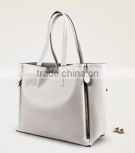 2 in 1 fashion white noble lady pure leather handbags