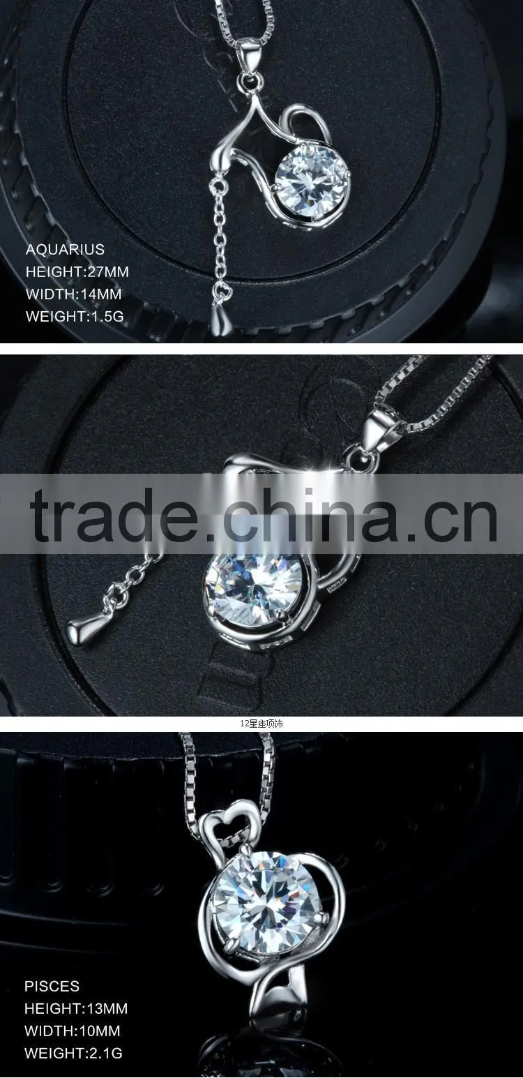 12 constellations 925 Sterling Silver pendant jewelry cubic zircon pendant