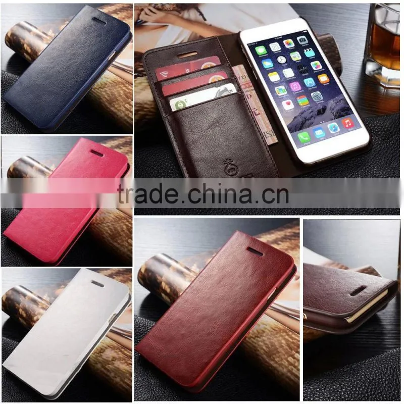 Slim origina leather card slot case wallet case cover for iphone samsung s6 core