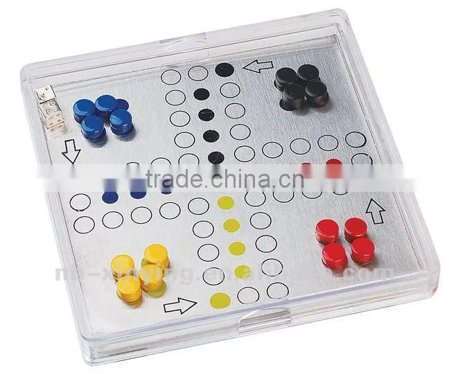 mini popular metal magnetic Pludo in plastic casing