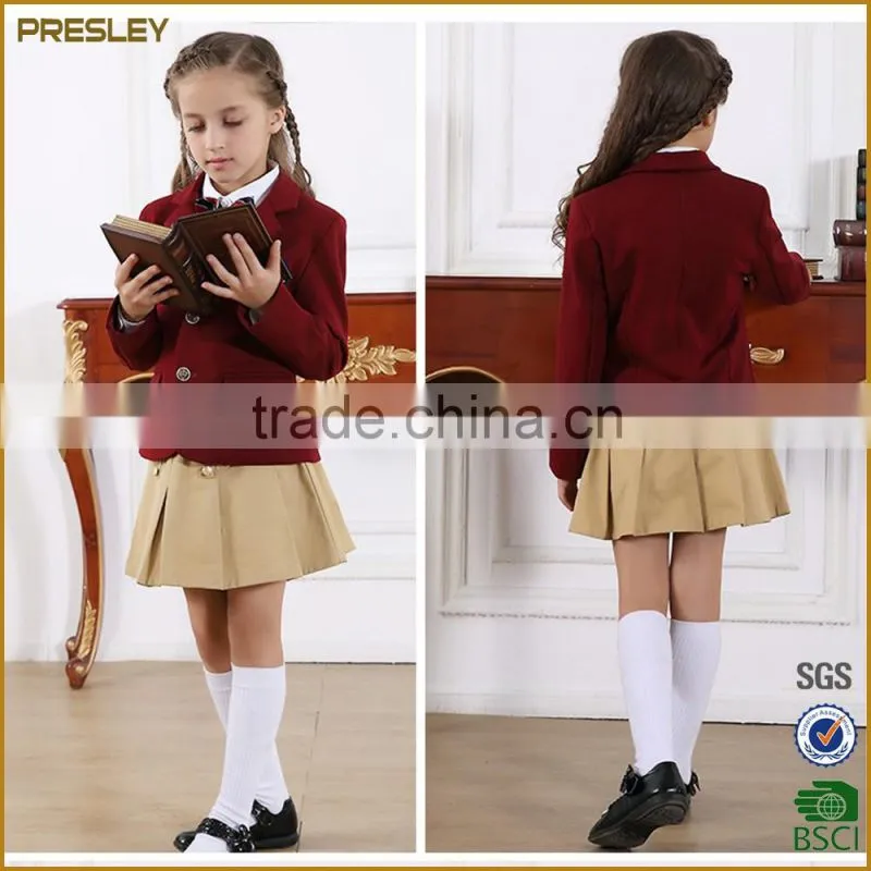 Presley OEM kids uniforms for kindergartenchildren blouse and skirt uniform children school blazer