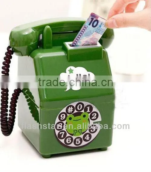 promotional plastic telephone shape coin bank/ money box/piggy bank