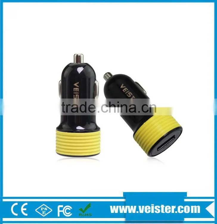 Wholesale usb car charger adapter with colorful silicone ring