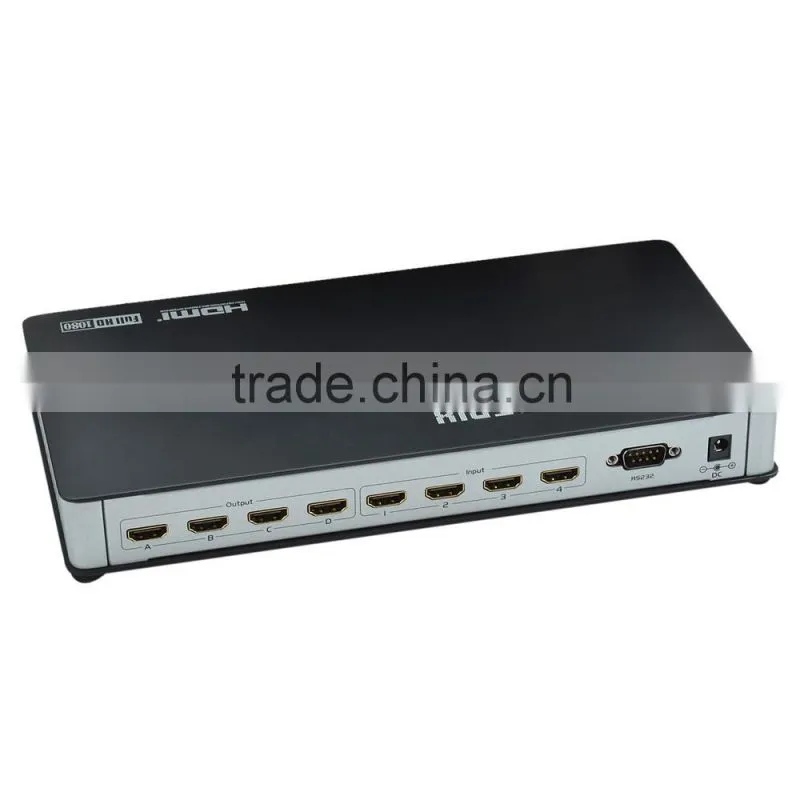 4 input 4 output Full HD 1080P V1.3 HDMI Matrix RS232 w/ Remote Control - Black