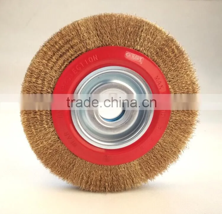 crimped wire bench grinder brushes with arbor hole 32mm, diameter 200mm