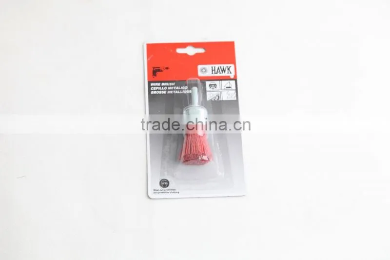 nylon wire end brushes packed on display cards, diameter 30mm or 1 1/5"