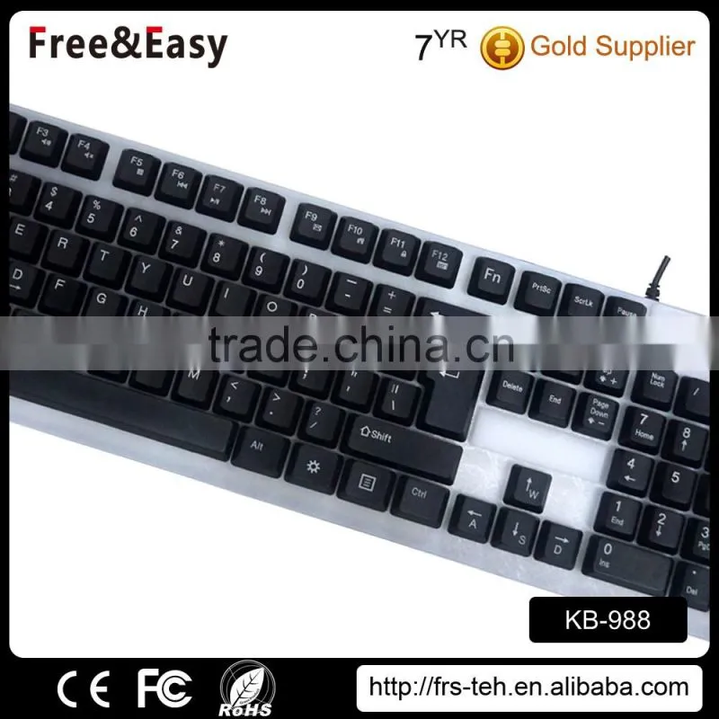 Hot selling wholesale colorful LED illuminate ergonomic wired keyboard