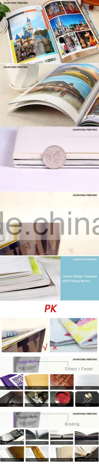Custom thread stitching child book,dress catalogue printing