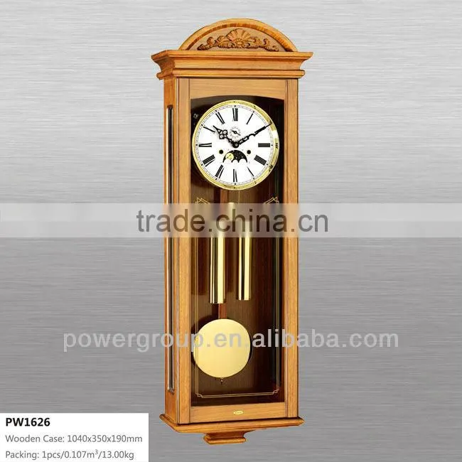 Decorative wall clocks with wooden case Gloden pendulum PW1626