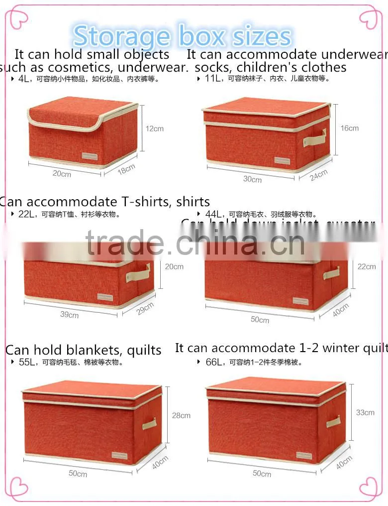 WBN-1: MuJia wholesale Cotton and linen storage box, Toys, underwear, clothes Storage,felt toy storage,wardrobe box