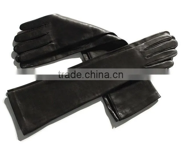 50cm ladies long fashion dresses merino sheepskin leather gloves