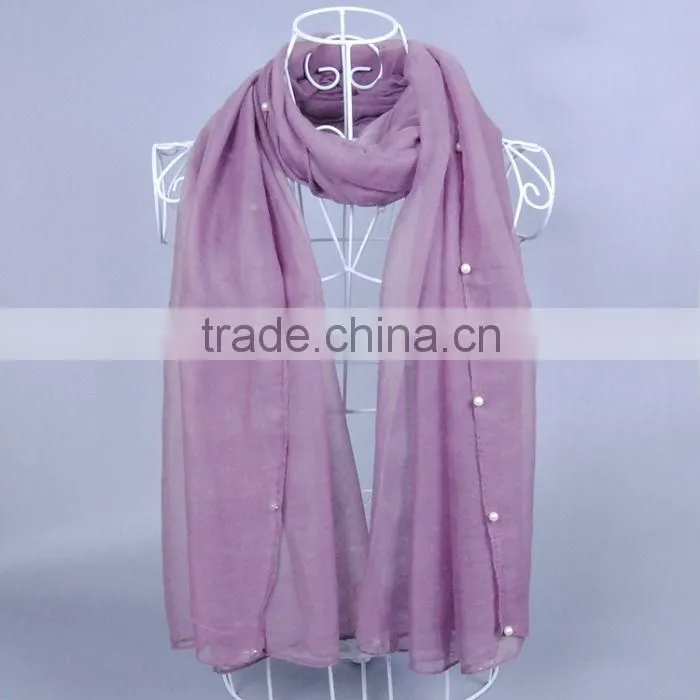 Pearl Fashion 100% Viscose Women Scarf Voile Scarves 180*90 Pashmina Muslim scarf