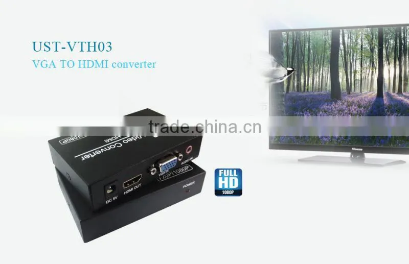 VAG to HD Converter box converts PC VAG and audio to HD ,allowing connection of PC to 1080p HDTV.With fans without noise