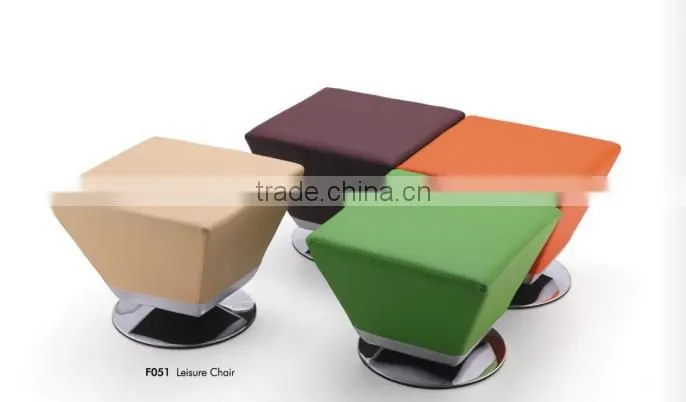 Modern design furniture classic leather soft with metal base colorful stools