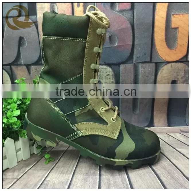 Hot sale green camouflage oxford fabric army combat tactical boots