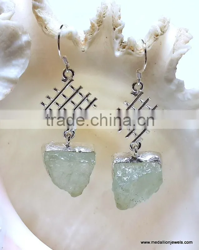 Green Kyanite Multi Stone Rough Gemstone Earrings, 925 Solid Sterling Silver Earrings, Dangle Designer Raw Earrings