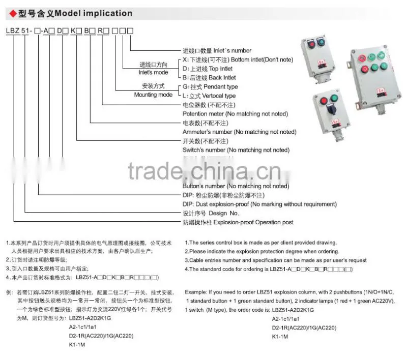 LBZ51 customized explosion proof operation post with cast aluminum