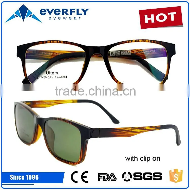 2016 NEW fashion high quality custom ultem clip-on sunglasses eyewear