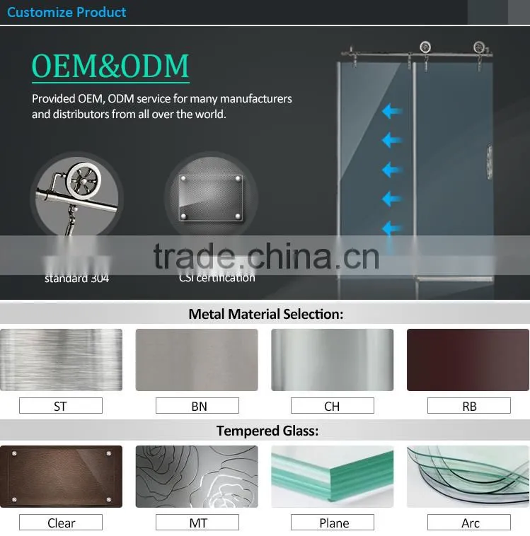 Rectangular Shape High Quality 304 Stainless Steel Hardware Shower Glass Partition