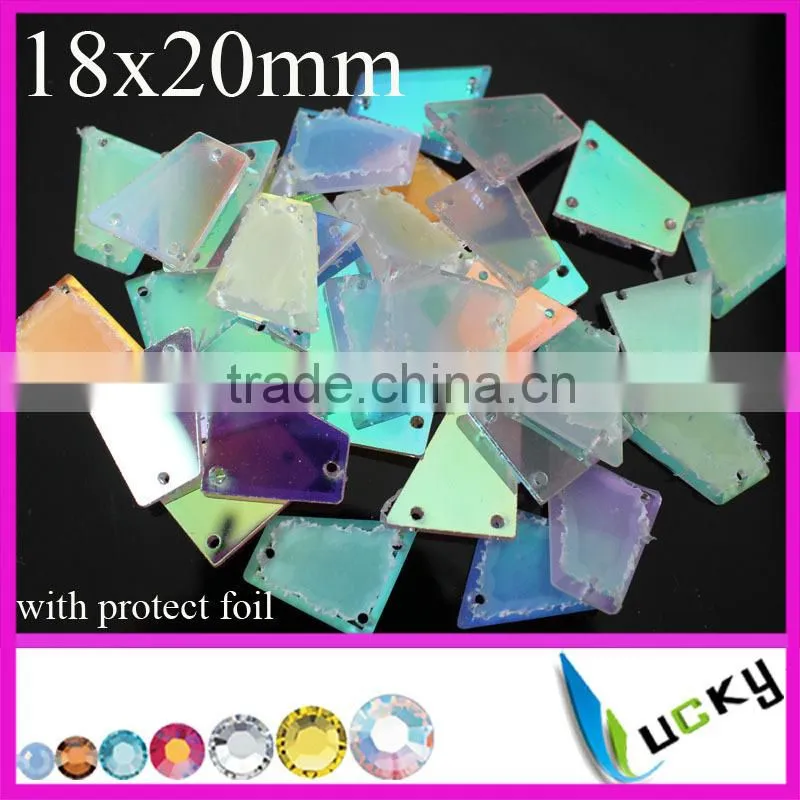 shape sew-on acrylic mirror rhinestone for long dress