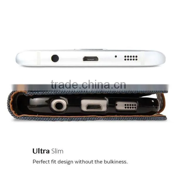 C&T Canvas Diary Denim Material Wallet Case Stand Flip Cover TPU Casing for Samsung Galaxy Note 7
