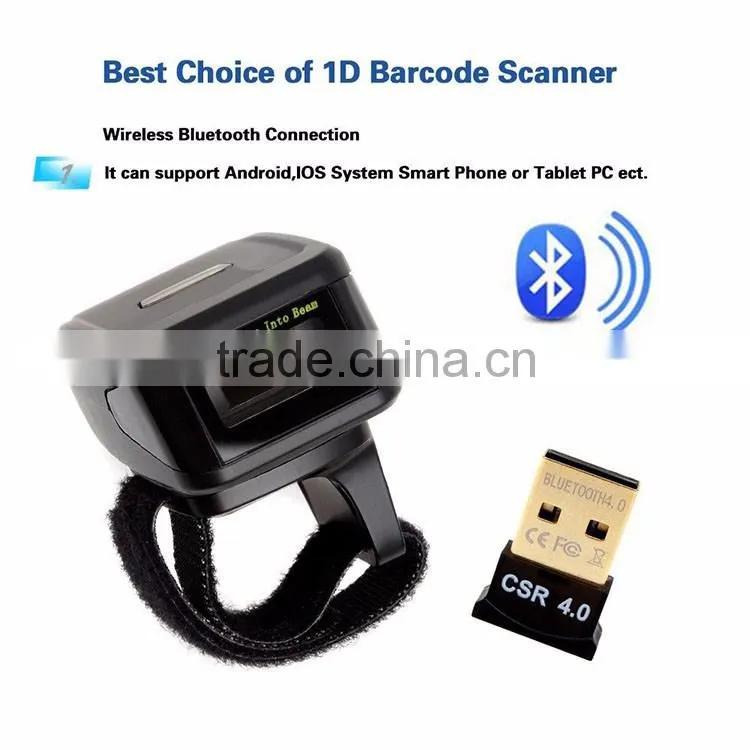 New designed 32 Bit laser wireless mini bluetooth ring barcode scanner