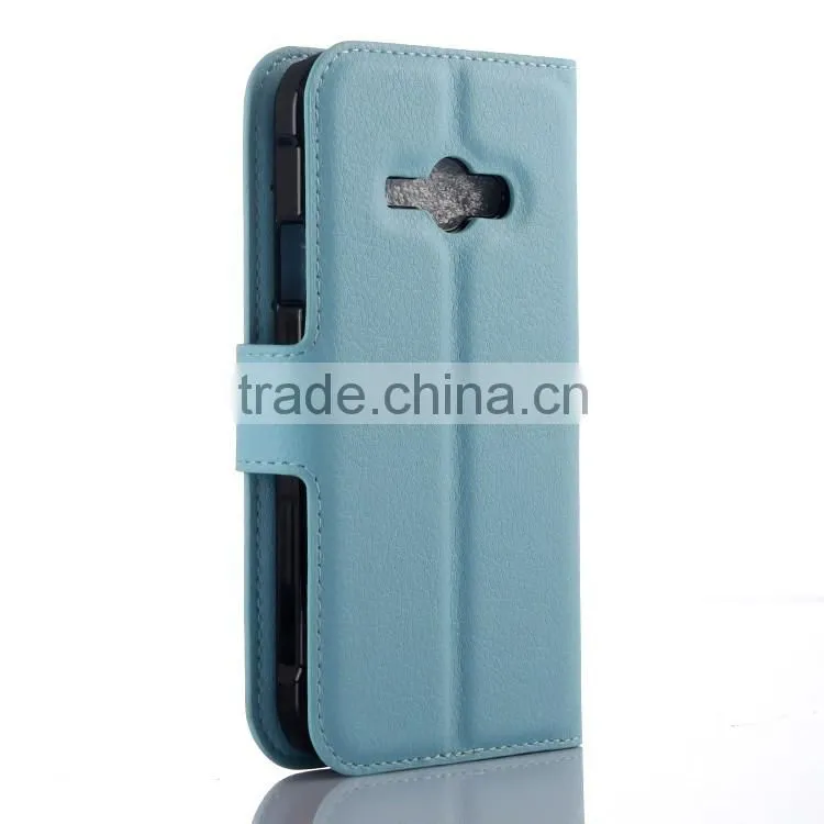 Factory Price Lichee Leather Pouch Wallet Case Folio Stand Cover for Samsung GALAXY J1 ACE