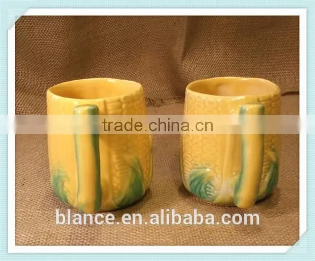 funny ceramic corn shaped coffee mug in 3d design cup