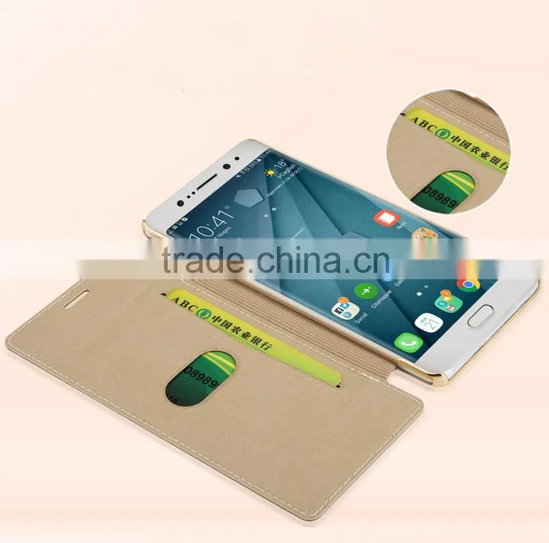 2016 Luxury slim electroplate leather flip case for samsung galaxy note 7